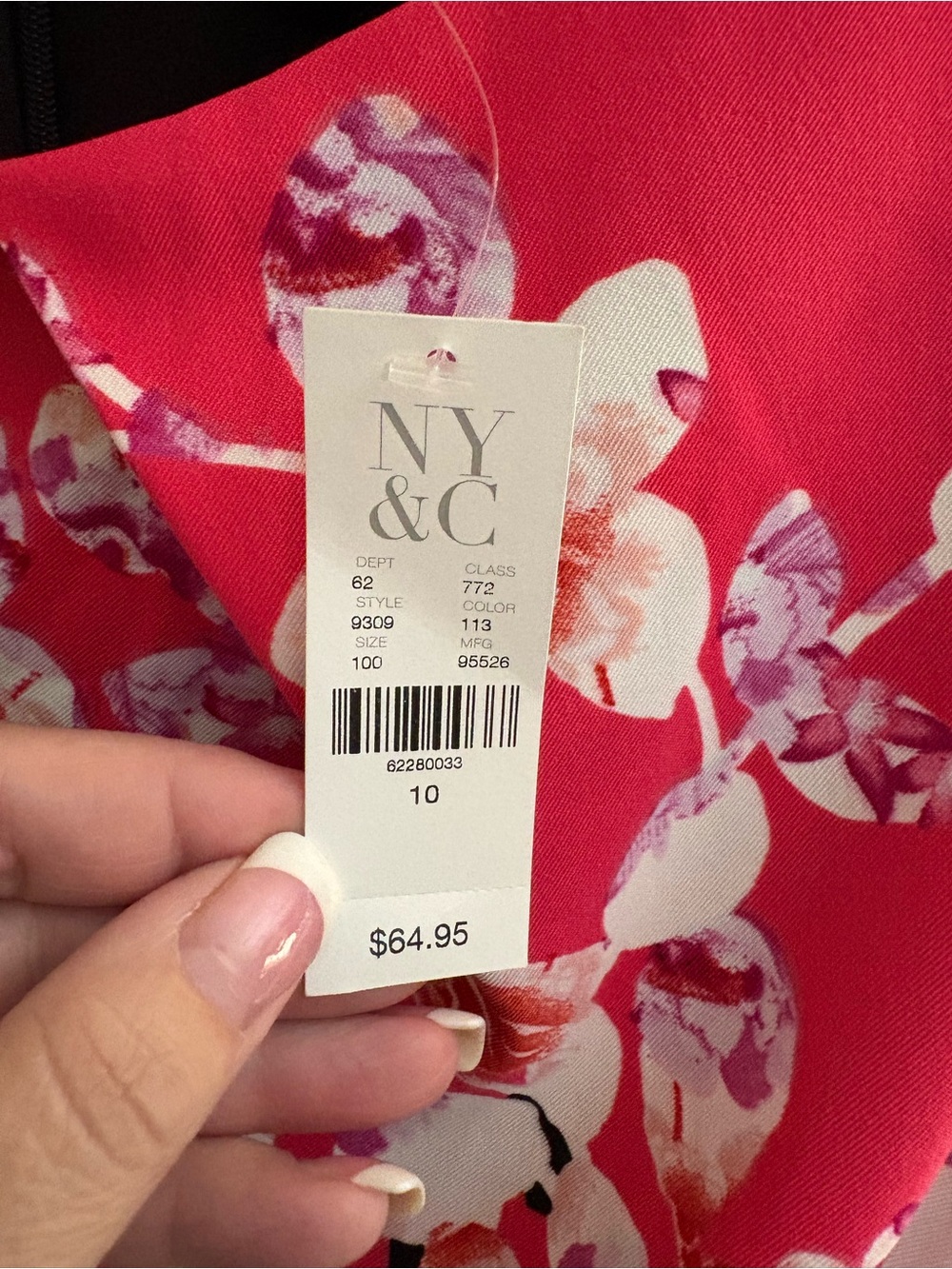 New York & Company Black Dress with Fuchsia Floral Print 10 NWT’s - Picture 8 of 9